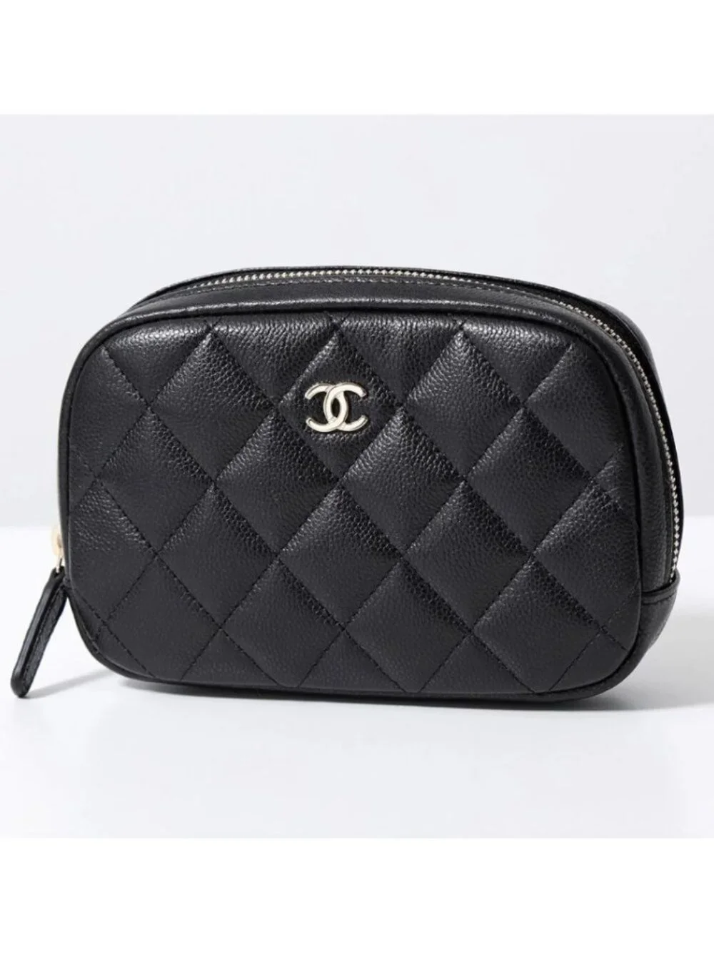 Chanel Classic Case — Black Caviar Leather, Gold Hardware — Beauty Accessory NWT